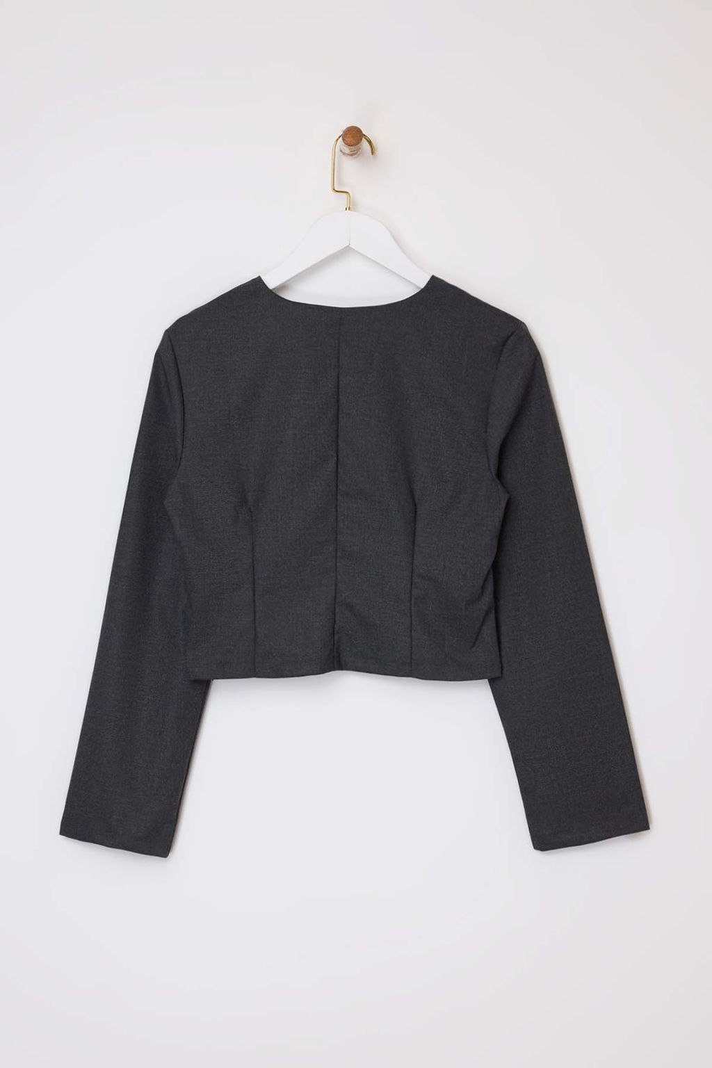 Antrasit Dugme Detayl? V Yaka Dokuma Bluz TWOSS26BZ00086