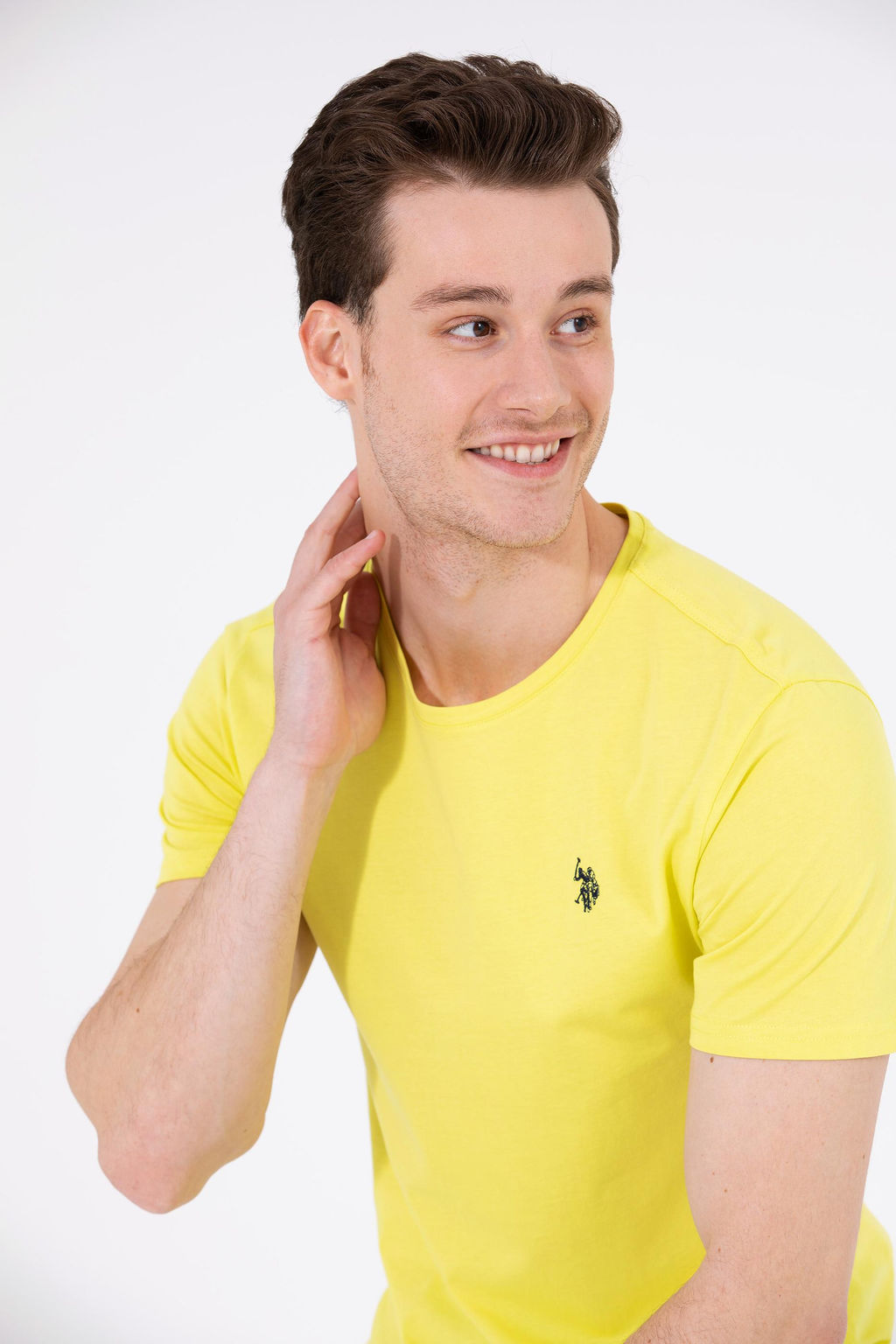 Футболка мужская U.S. Polo Assn Citron Basic с круглым вырезом лимонная хлопок  фото 17