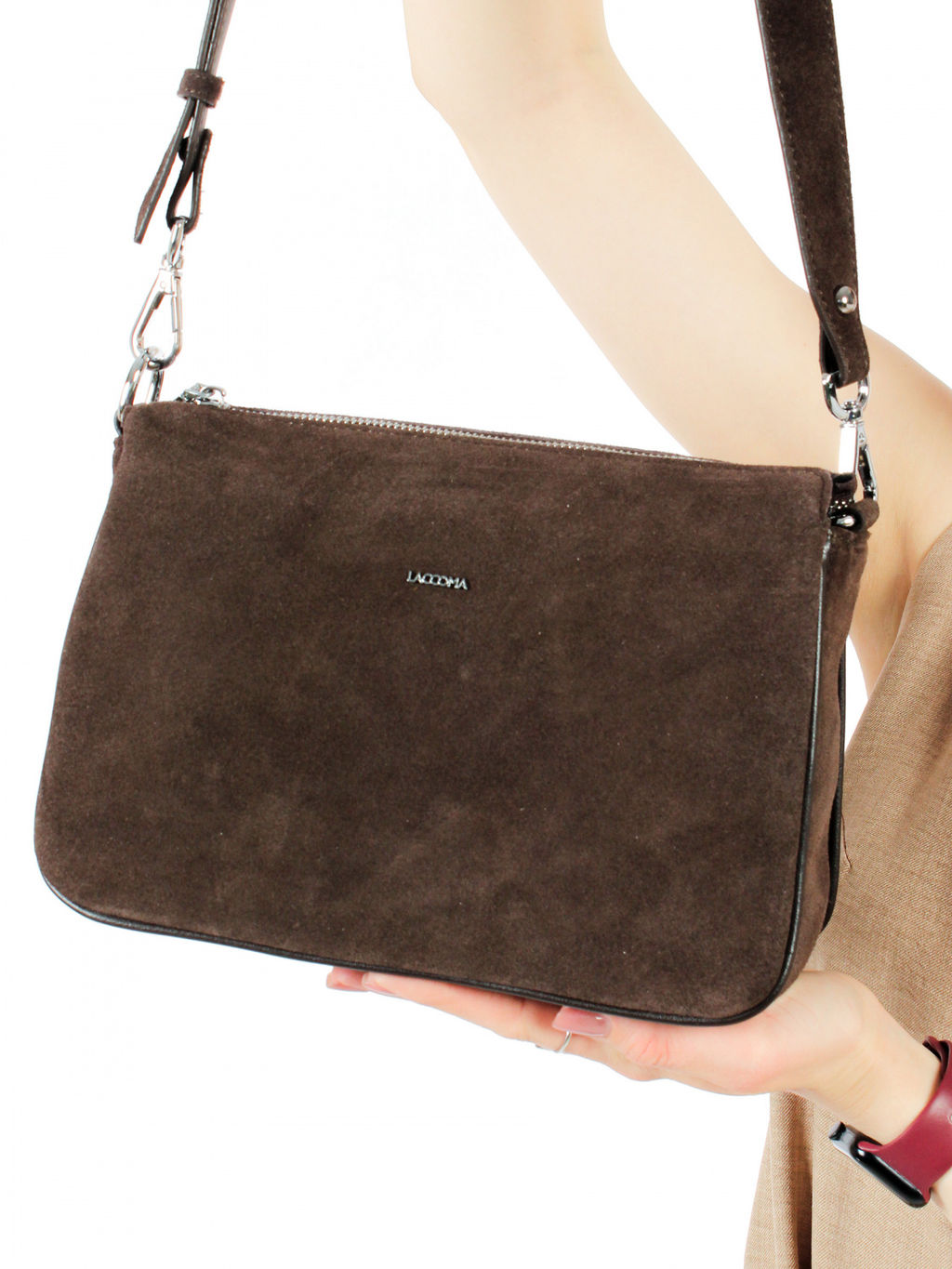 LACCOMA сумка АС2061Ф-коричневый натуральная замша хлопок
