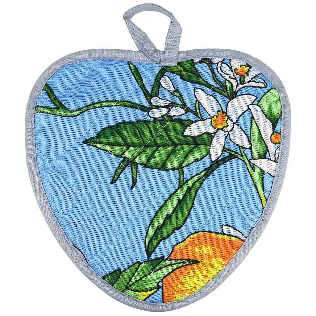 Прихватка с запахом 20х20см Лимон, вид 4, форма Клубника, рогожка 171г/м2, хлопок 100%, наполнитель - ватин 280г/м2, на пластмассовом подвесе, Домашняя мода (Россия)  фото 3