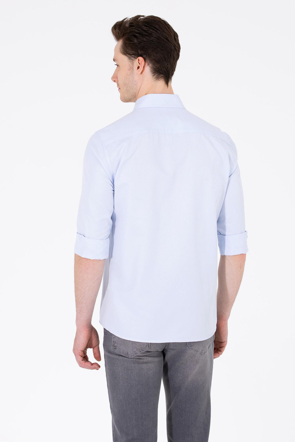 Мужская голубая базовая рубашка с длинным рукавом - U.s. polo assn фото 5