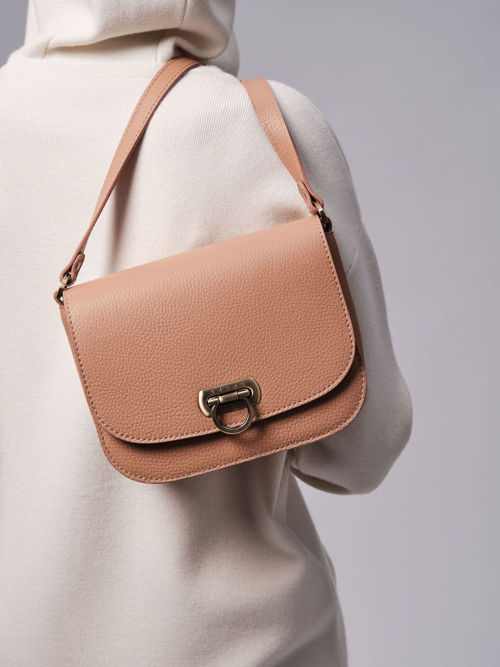 Сумка кожаная Azaro 30741 бежевая нуга