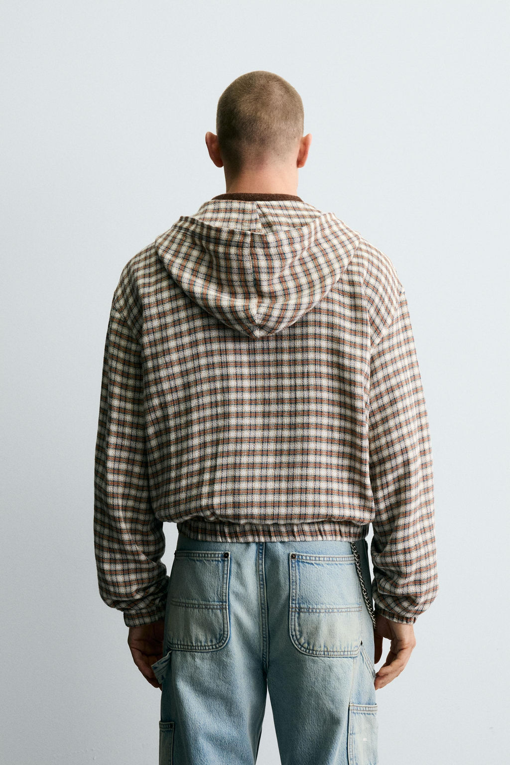 HOODED CHECK OVERSHIRT