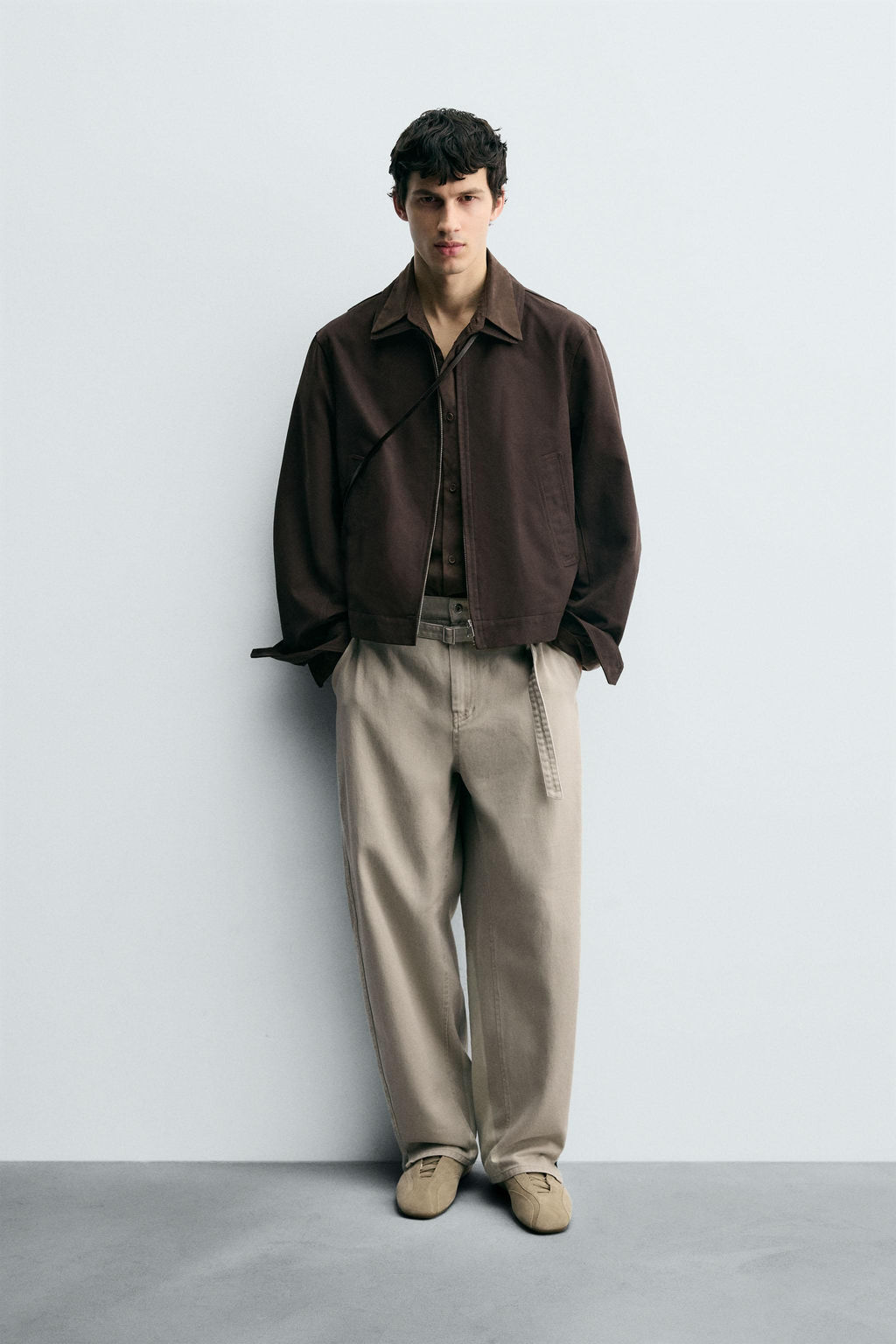BELTED WIDE-LEG BALLOON FIT TROUSERS