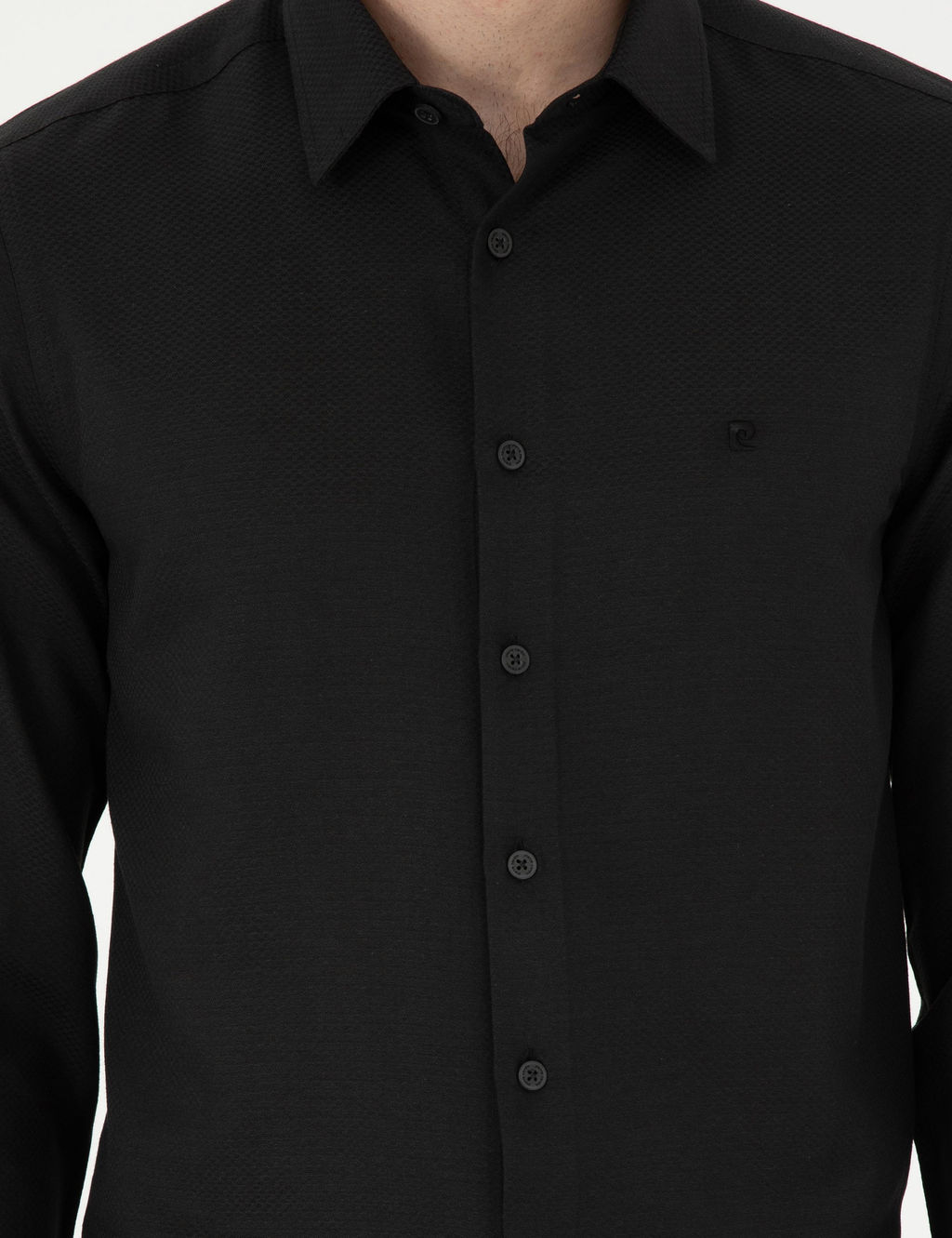Рубашка Pierre Cardin Slim Fit черная с длинным рукавом