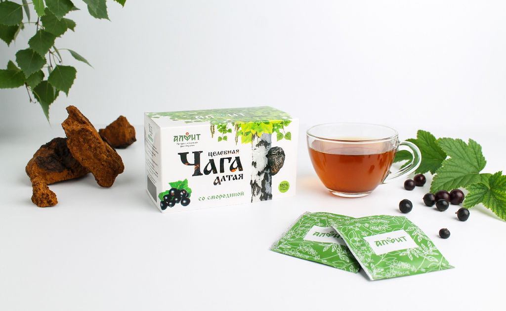 Чайный напиток целебная ЧАГА Алтая со СМОРОДИНОЙ Алфит 7809