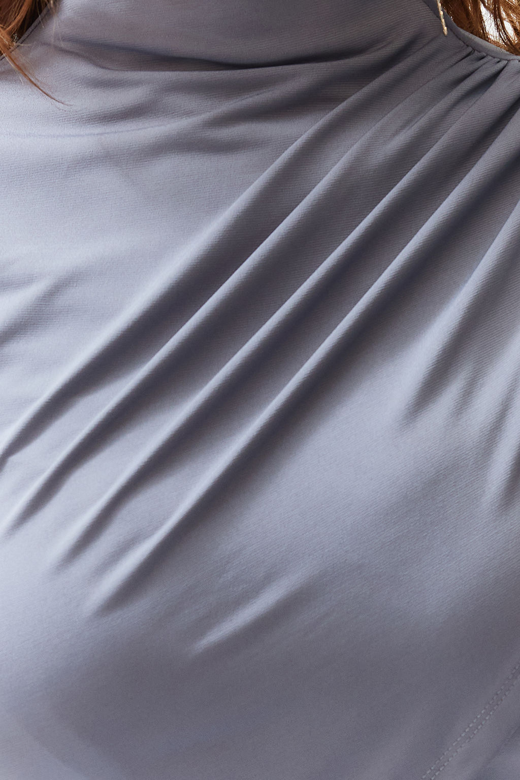 Gri Dik Yaka K?sa Kollu Drapeli Crop Bluz Orme Bluz TWOSS24BZ00422