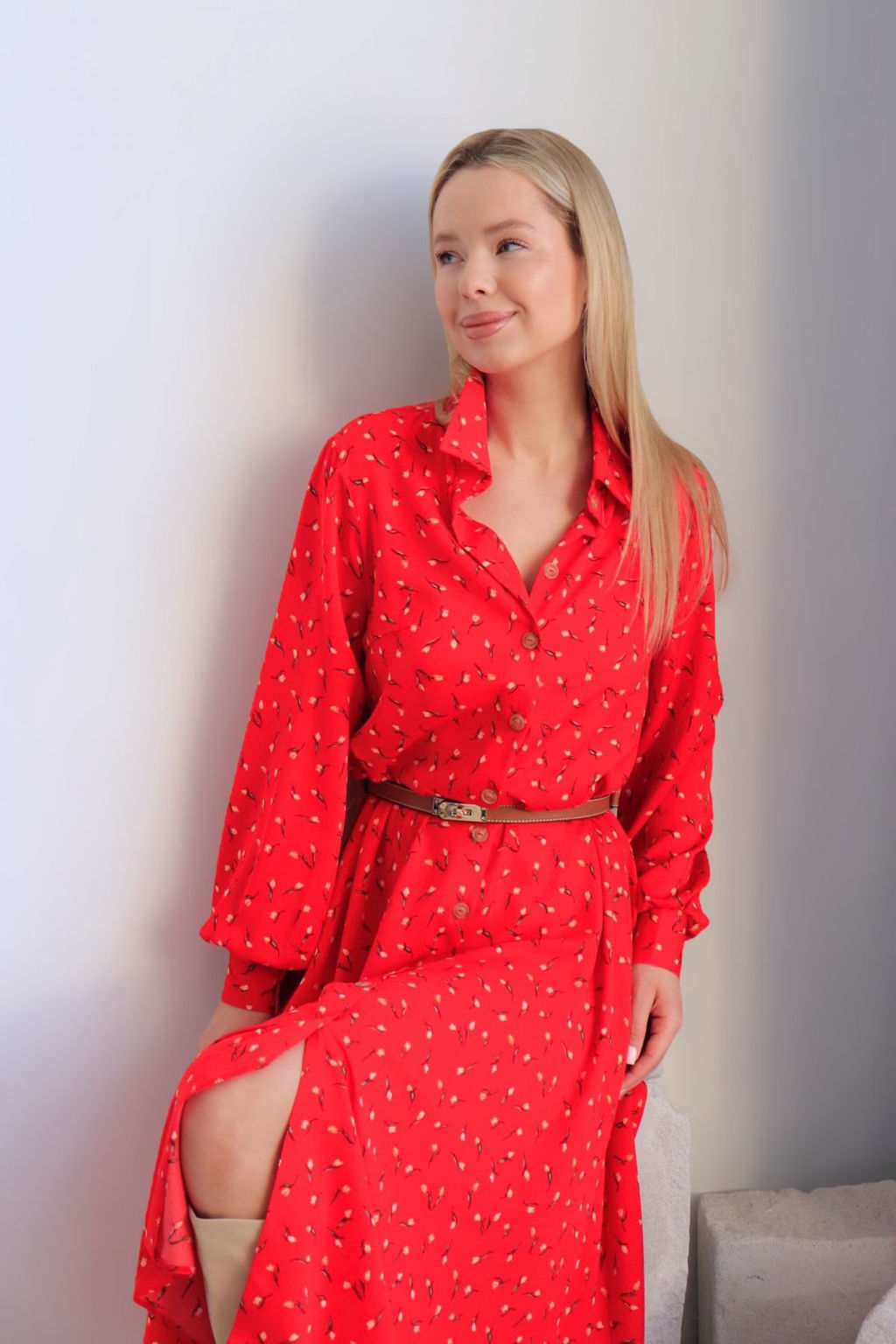 Martichelli Платье-рубашка красное  фото 12