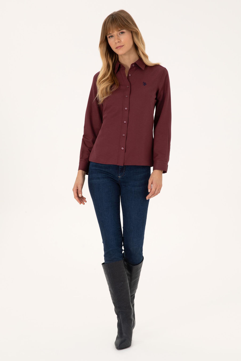 Kad_n Bordo Uzun Kollu Basic G_mlek - U.s. polo assn фото 4