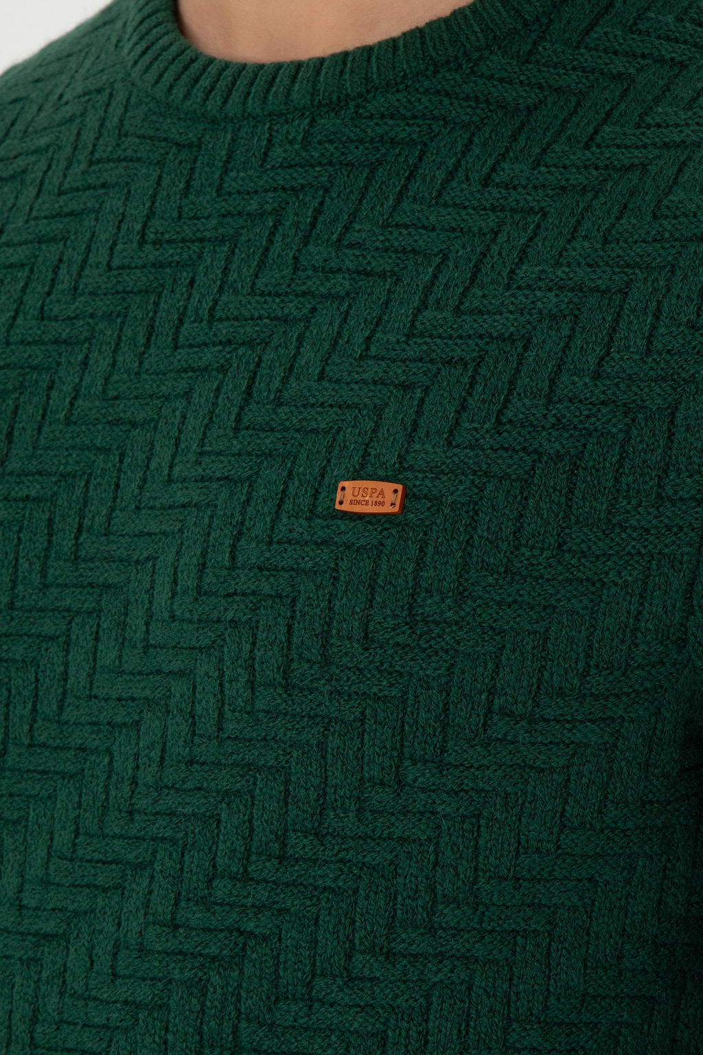 Erkek Slim Fit Bisiklet Yaka Koyu Ye_il Kazak - U.s. polo assn фото 7
