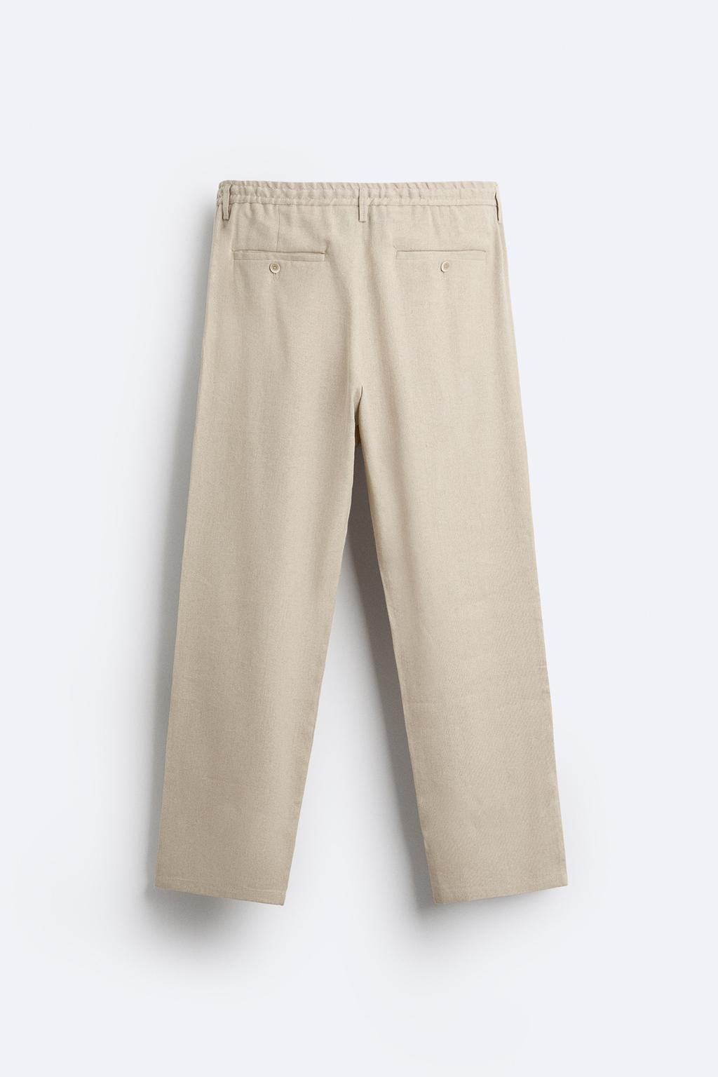 PLEATED COTTON - LINEN TROUSERS - Zara фото 26