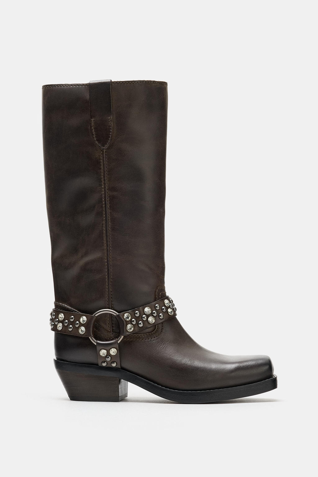 BOTA PLANA APLIQUES PIEL / Marr?n - Zara фото 3