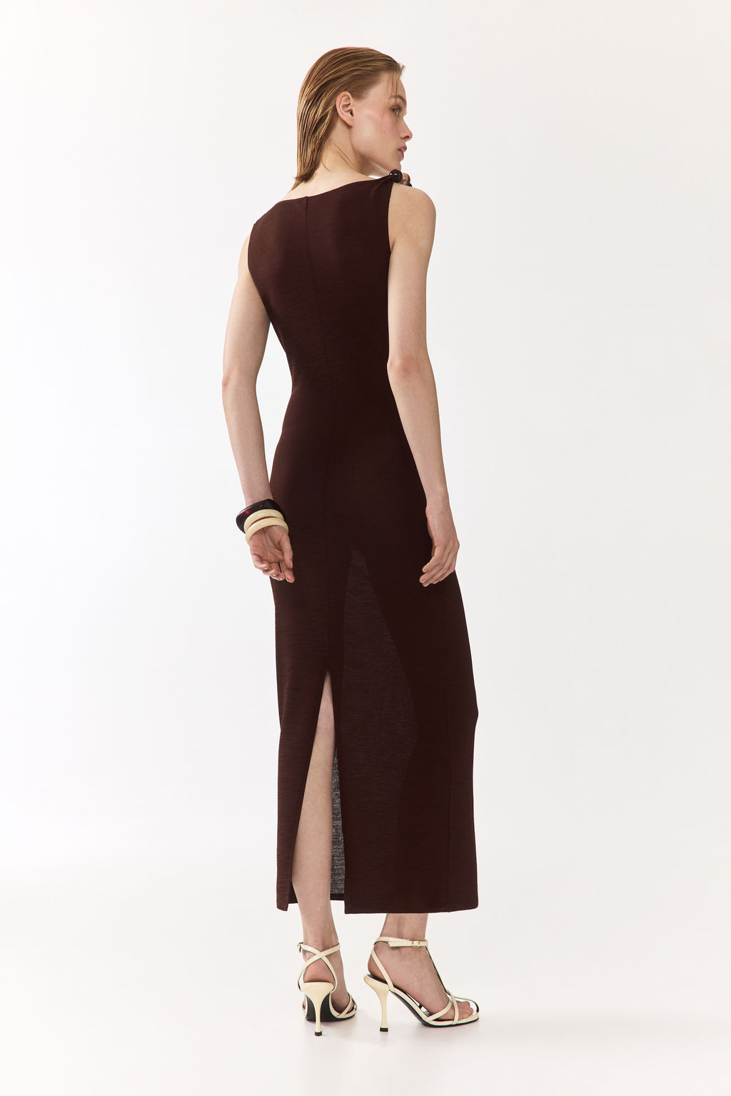 Vestido con escote drapeado y cuentas decorativas - H&m фото 5