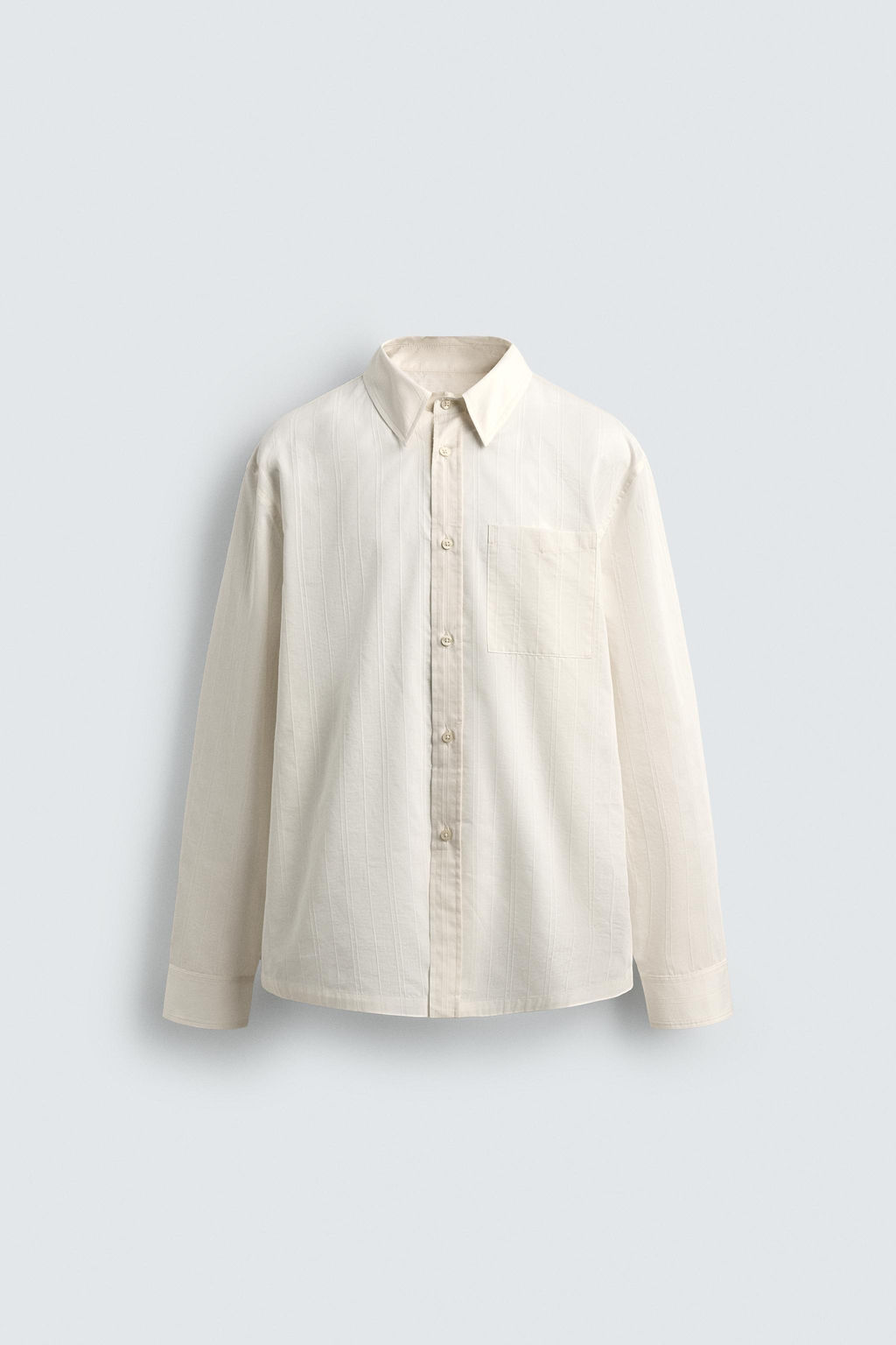 CAMISA JACQUARD RAYAS / Blanco roto - Zara фото 7