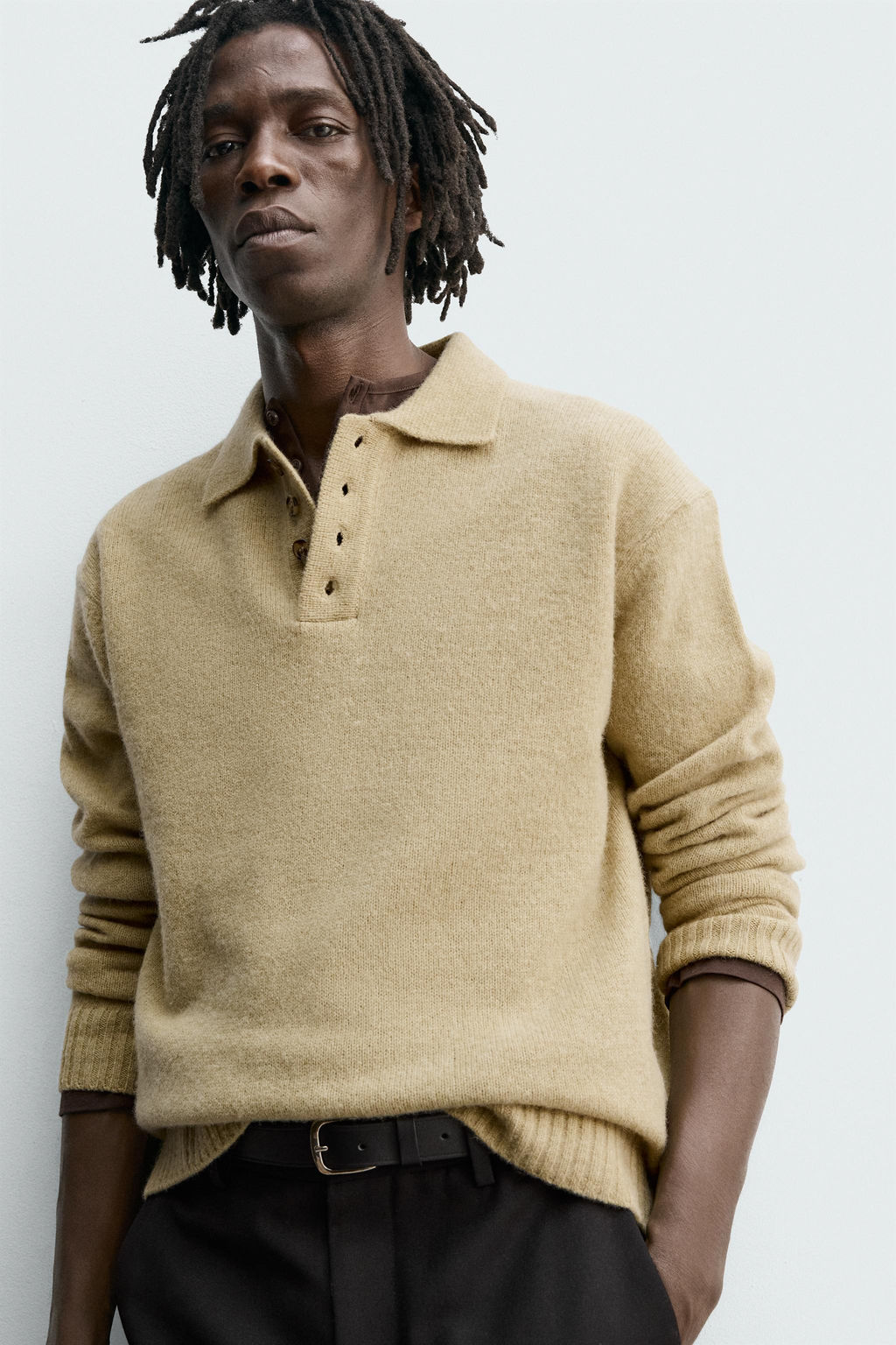 100% WOOL KNIT POLO SHIRT