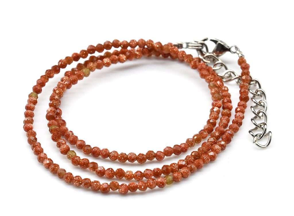 Чокер из авантюрина синего шарик гр.2мм, 40см - Радуга камня фото 2