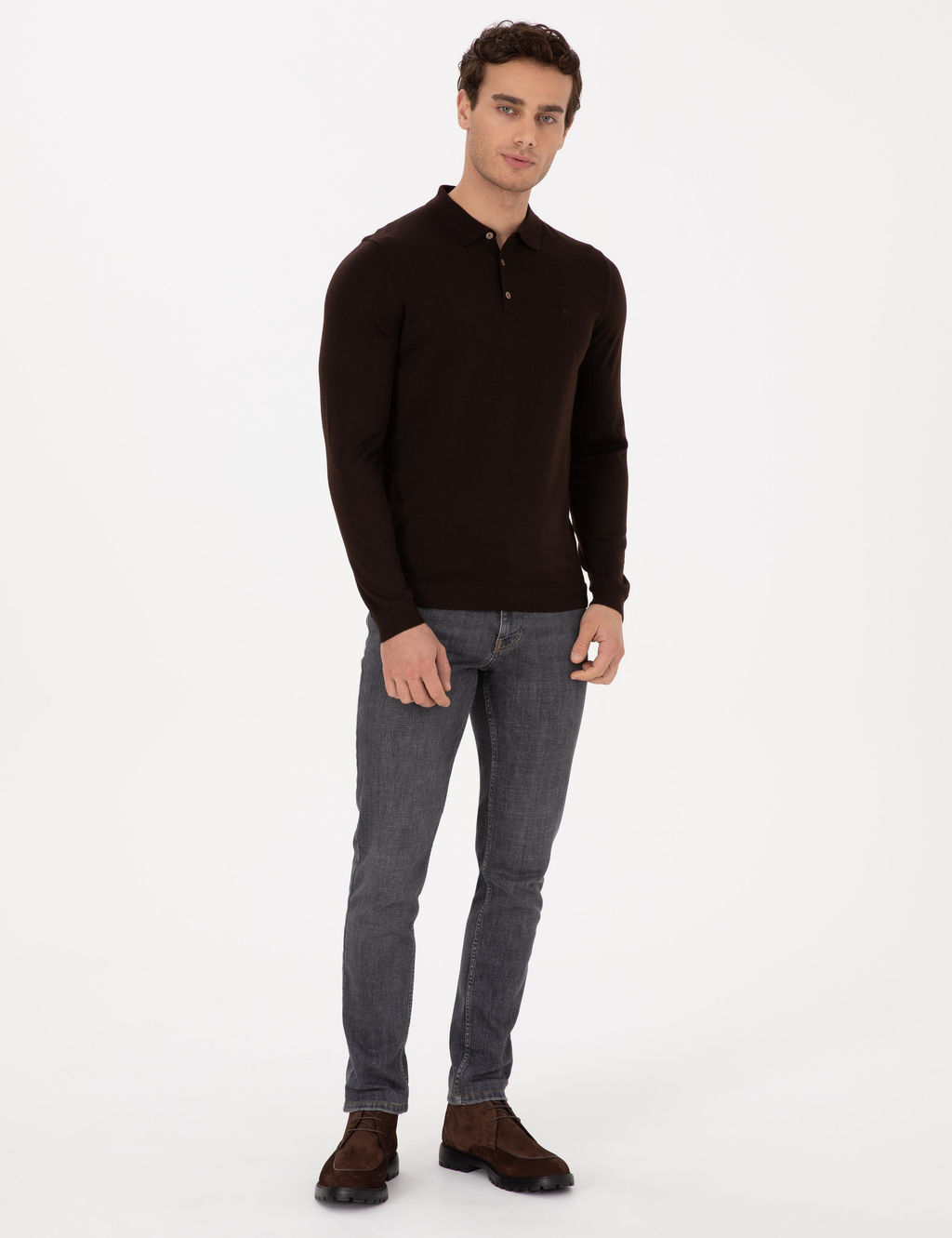 Kahverengi Regular Fit Basic Kazak - Cacharel фото 4