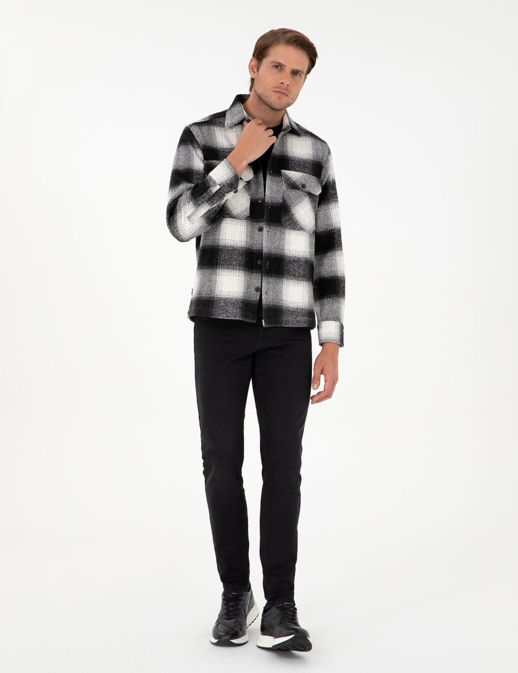 Siyah Oduncu _ift Cepli Comfort Fit G_mlek Ceket