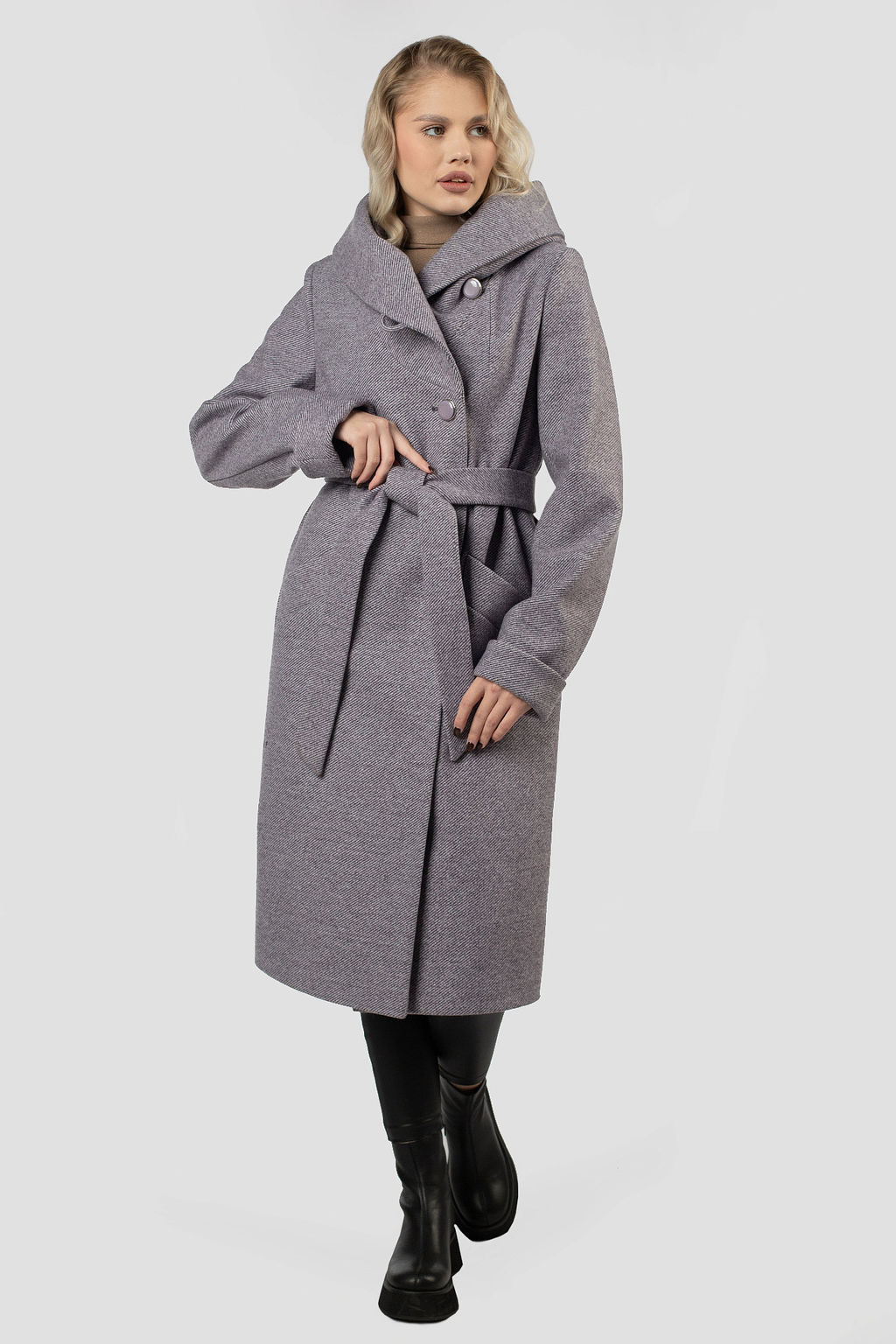 01-12058 Пальто женское демисезонное (пояс) - El podio фото 5