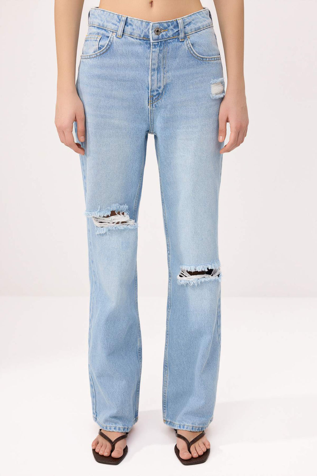 Mavi Y?rt?k Detayl? Yuksek Bel Wide Leg Jeans TWOSS26JE00264 - Trendyolmilla фото 4