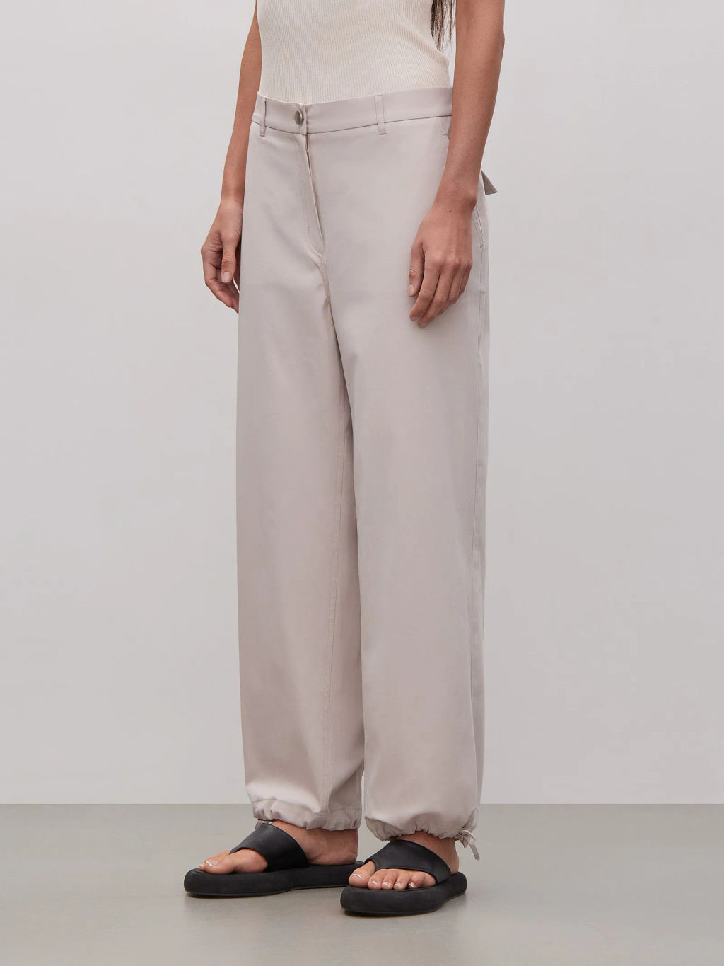 Брюки на завязках снизу, D374/terra