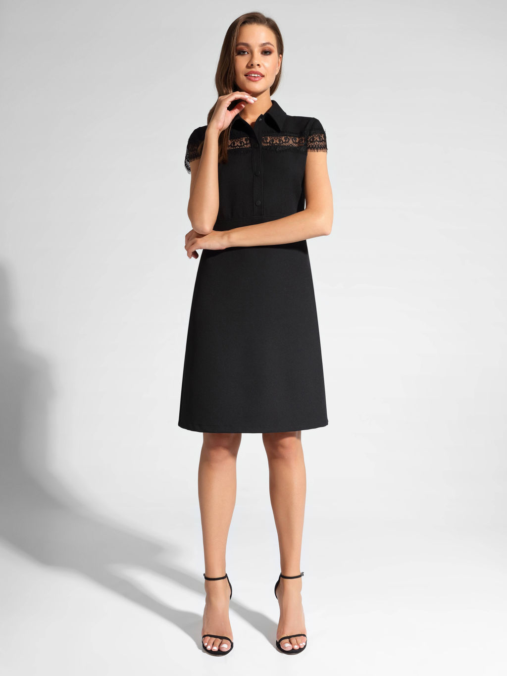 CONTE Платье-рубашка с фактурным кружевом LPL 1038 black - Conte elegant фото 2