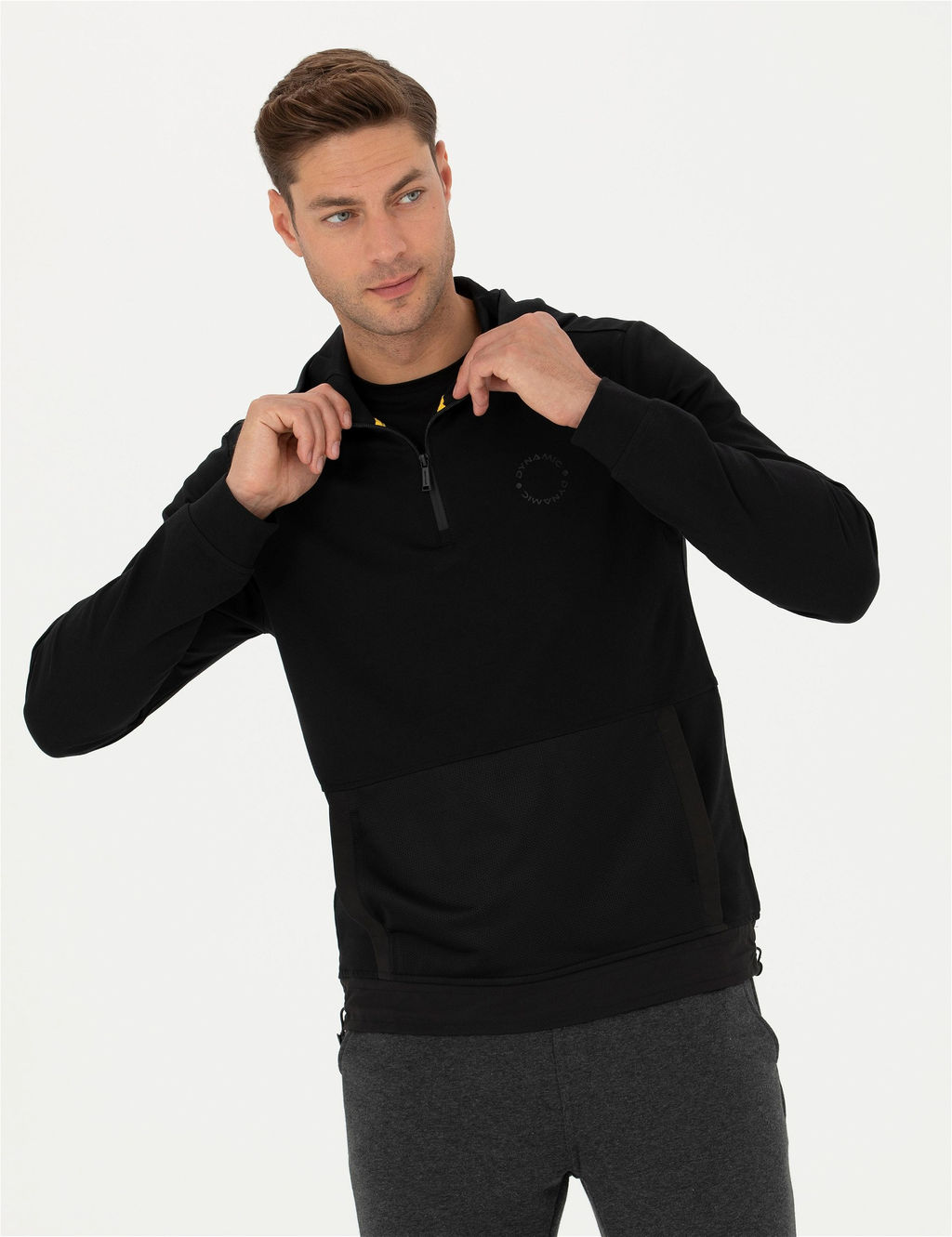 Siyah Regular Fit Kap__onlu Sweatshirt