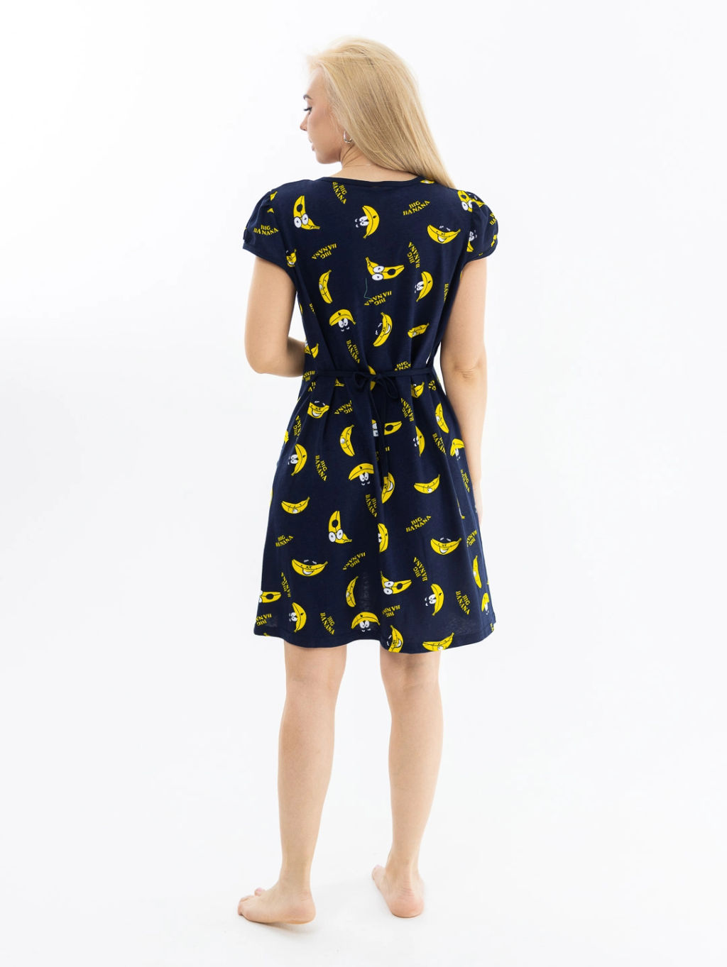 Халат женский, цвет темно-синий желтый