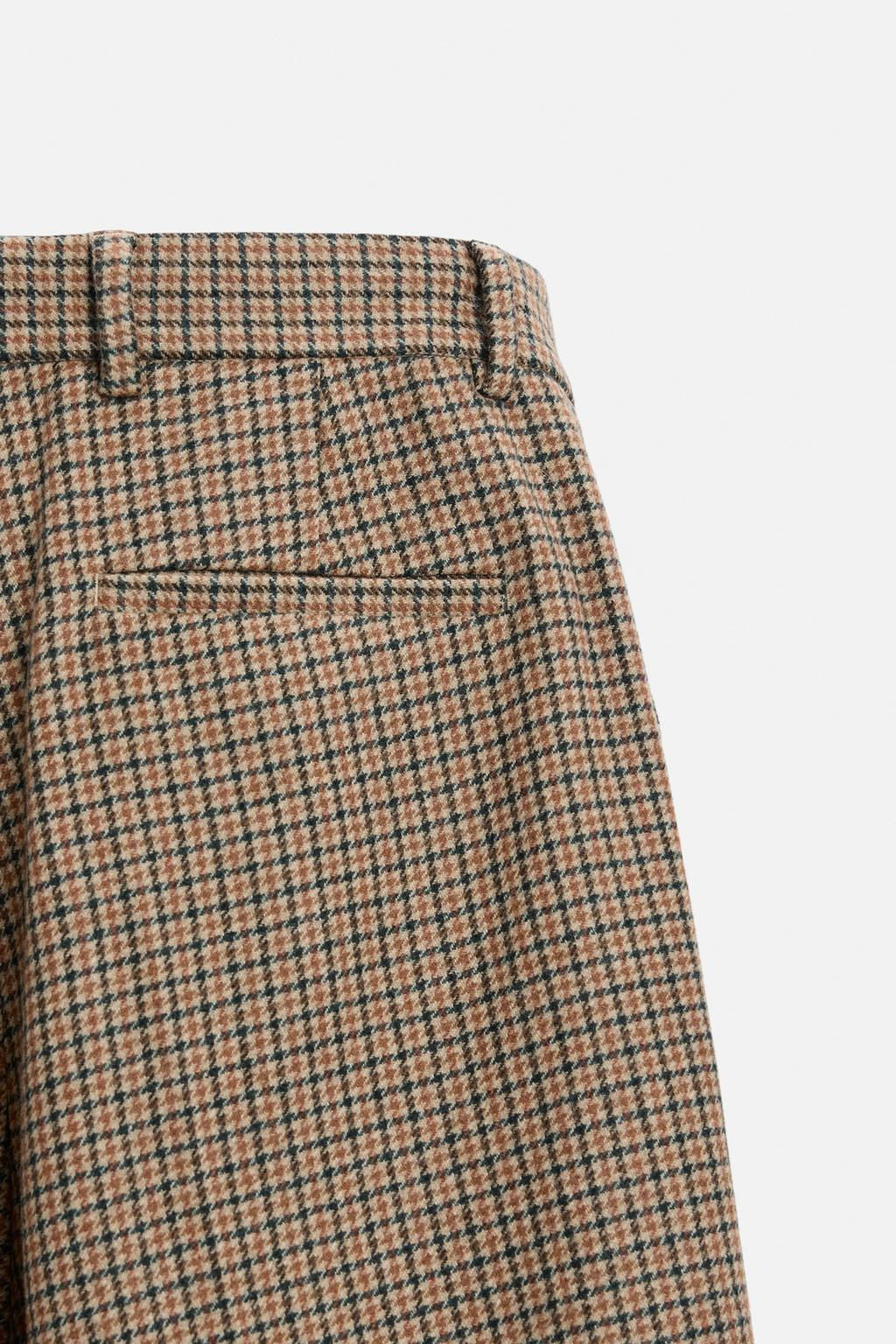 CHECK TROUSERS WITH PLEATS - Zara фото 9