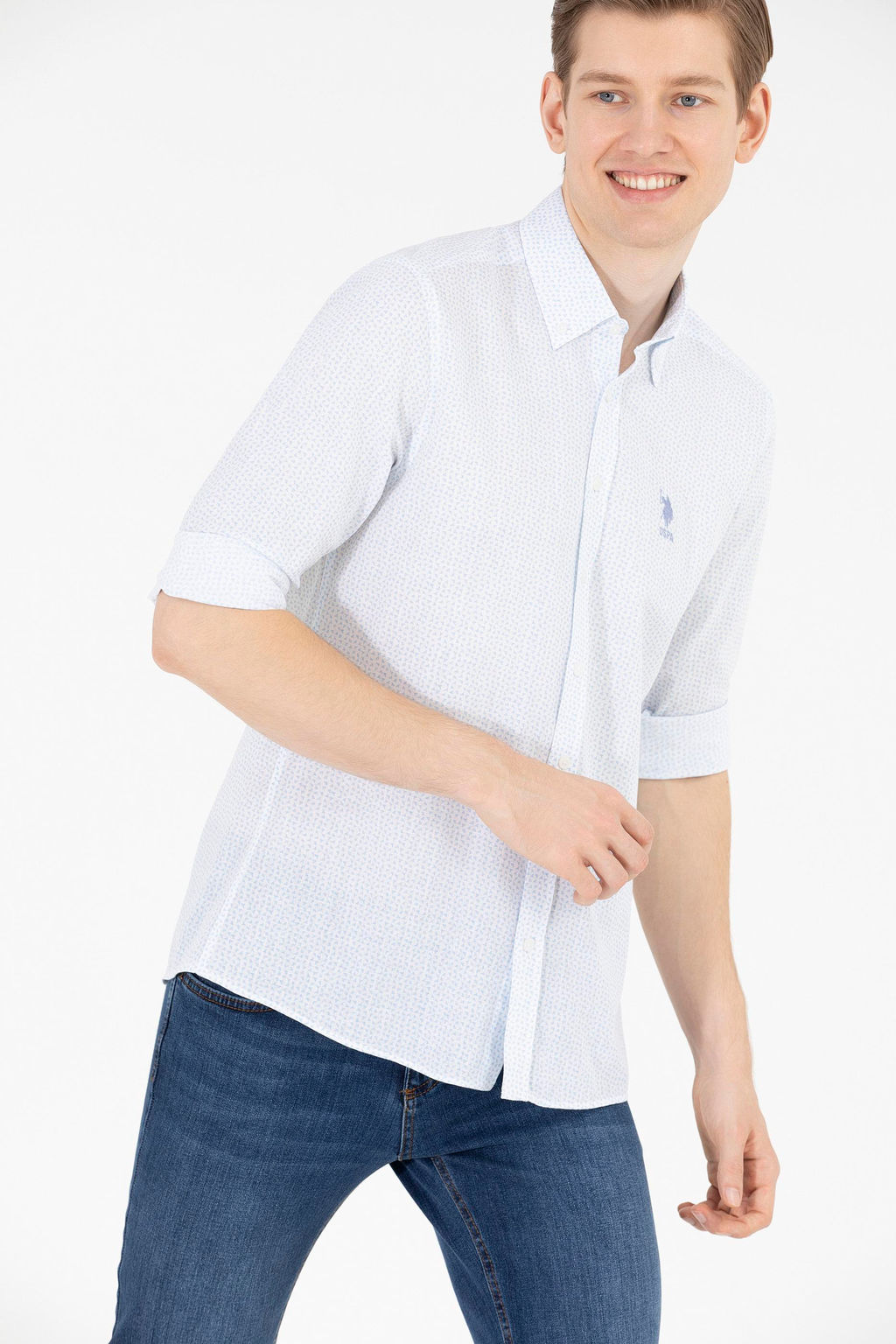 U. S. Polo Assn Мужская белая рубашка с длинным рукавом - U.s. polo assn фото 3