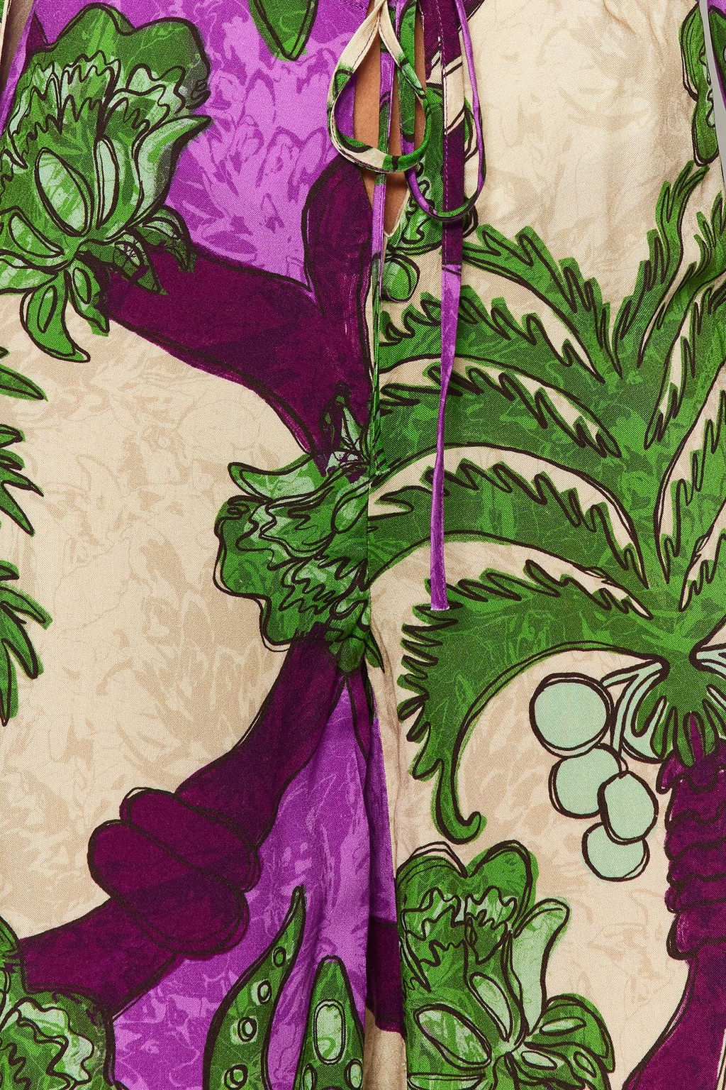 Tropikal Desenli Dokuma Plaj Yuksek Bel Bluz-Pantolon Tak?m TBESS23AU00103 - Trendyolmilla фото 4