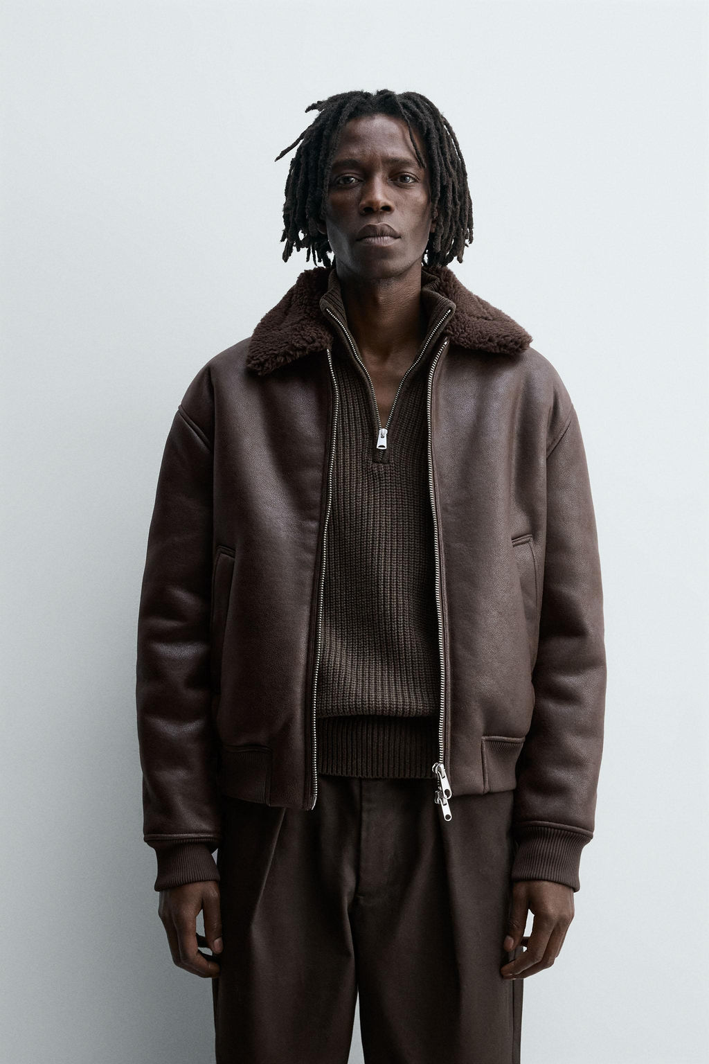 DOUBLE-FACED LEATHER EFFECT JACKET