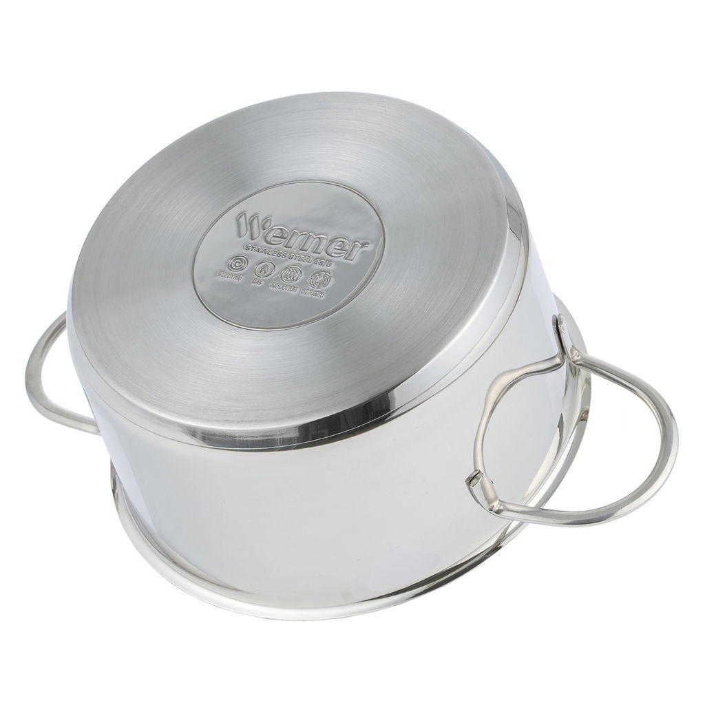 50169 WERNER Кастрюля COMO 18х9,5см/2,4л со стеклянной крышкой, с индукционным капсульным дном. Материал: нерж. сталь. Толщина: 0,5мм  фото 2