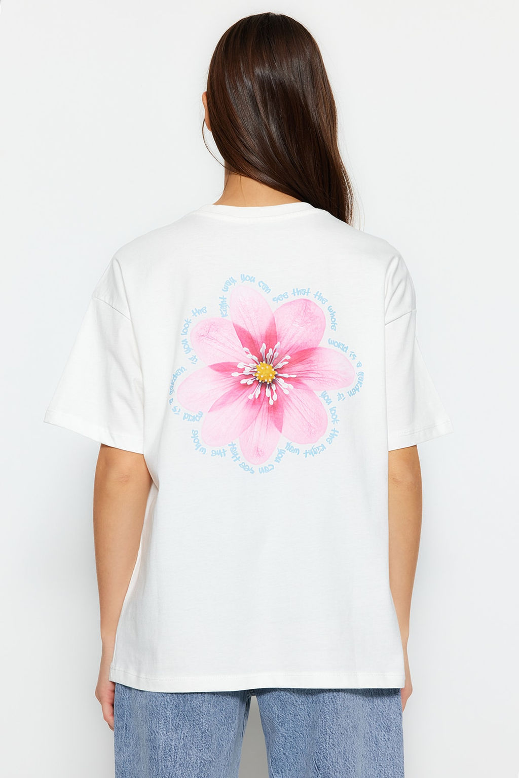 TRENDYOLMILLA Limited Edition Tas %100 Pamuk S?rt Bask?l? Relaxed/Genis Rahat Kesim Orme T-Shirt TWOSS23TS00374 фото 6