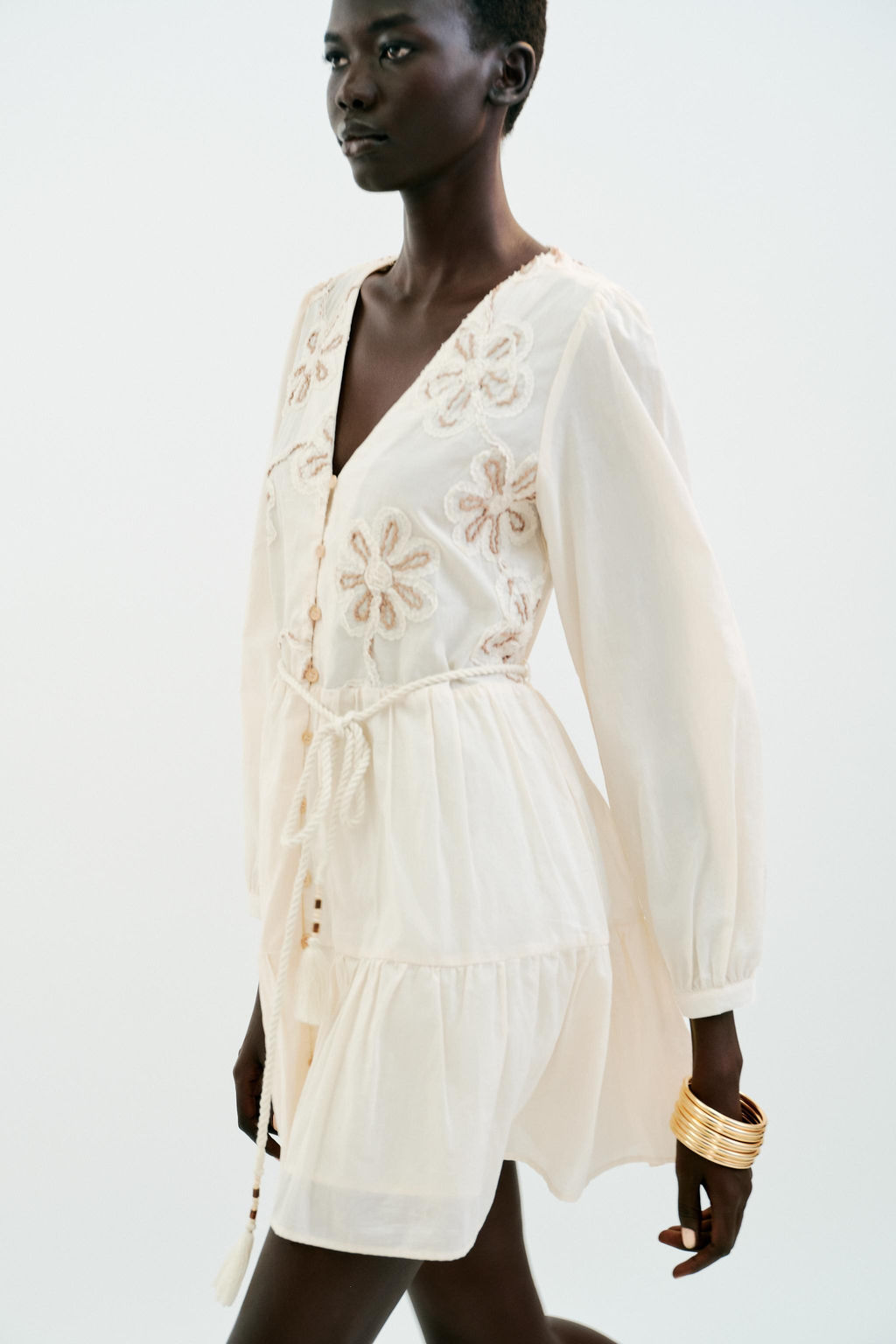 EMBROIDERED TEXTURED DRESS