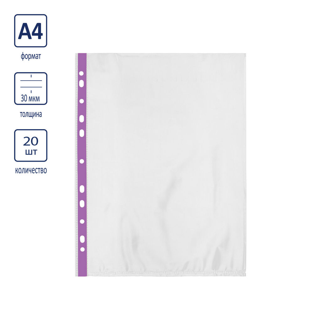 Expert Complete Premier Файл-вкладыш с цв. полоской A4 20 шт. 30 мкм глянцевый фиолетовый EC290903