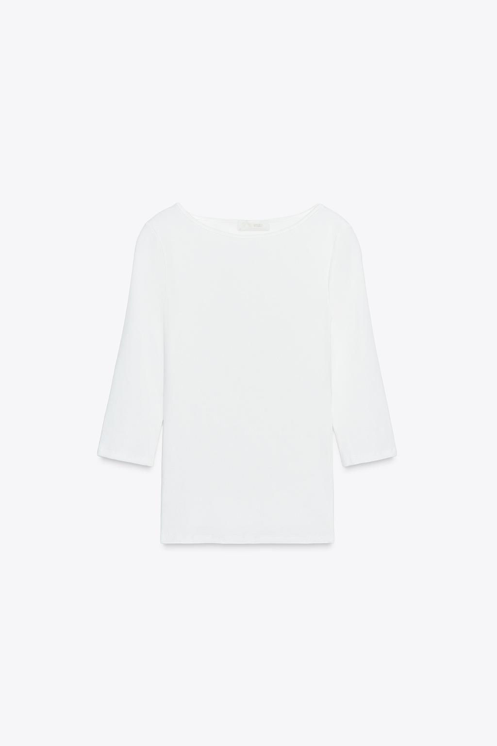 COTTON BOAT NECK T-SHIRT - Zara фото 23