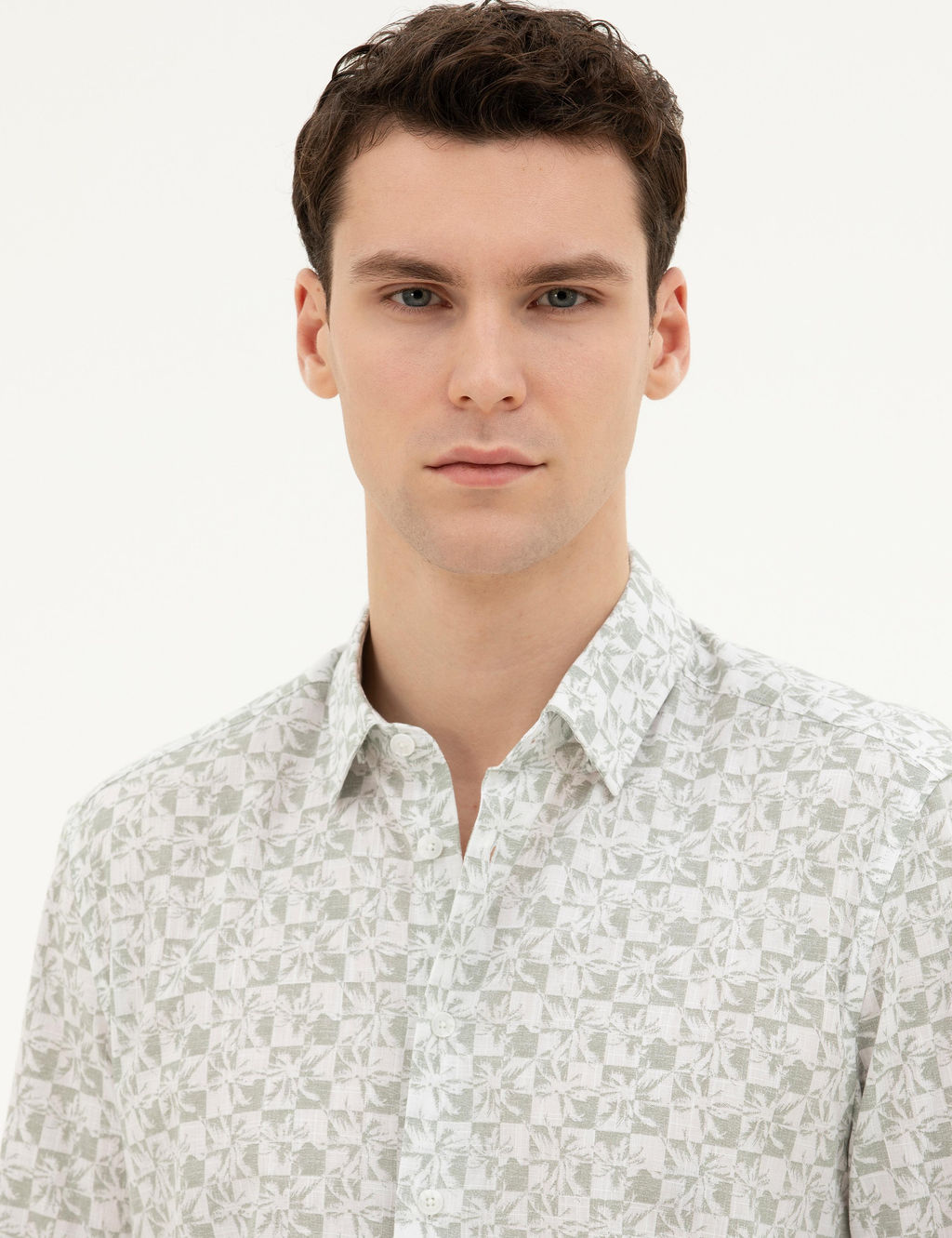 Рубашка Pierre Cardin Regular Fit зеленая с длинным рукавом
