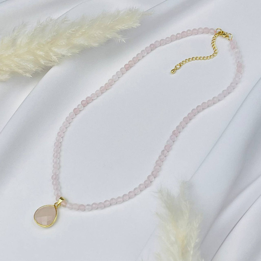 Бусы из Розового кварца с кулоном 42 см +