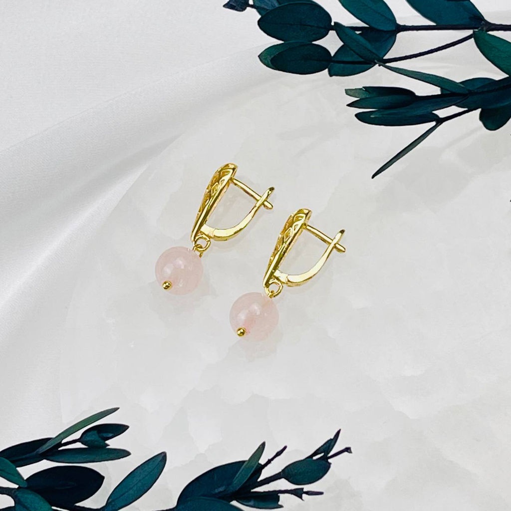 Серьги из мадагаскарского Розового кварца