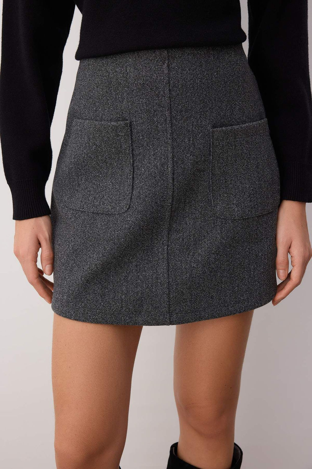 Antrasit Kase Can Kesim Orme Mini Etek TWOAW26ET00035 - Trendyolmilla фото 3
