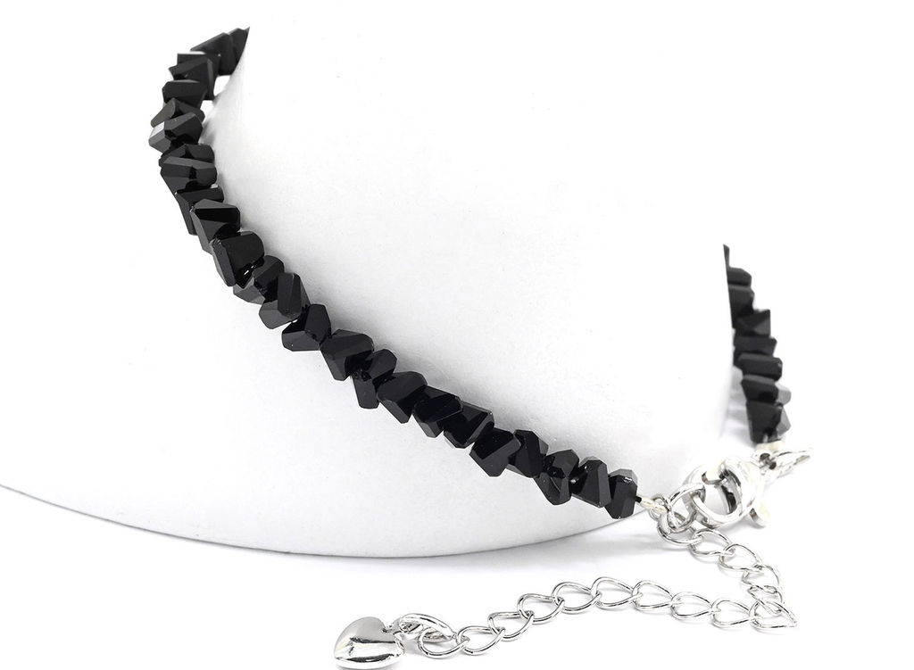 Браслет из циркона огранка 4мм, цвет черный, 16см