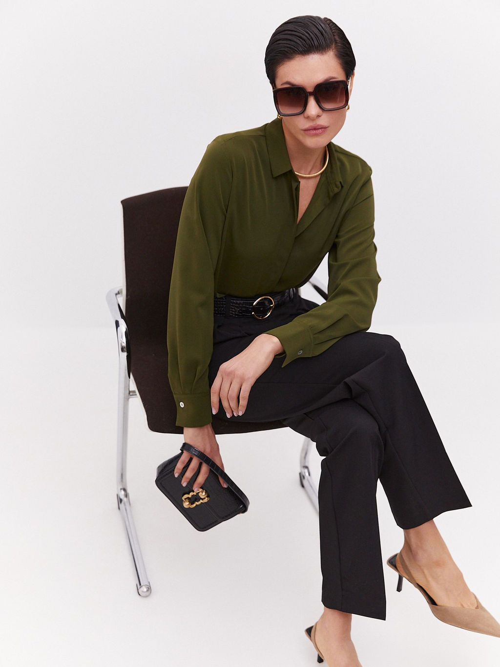 Блузка женская дл. рук. T-lab TL-BT-003-LV73-хаки  фото 6