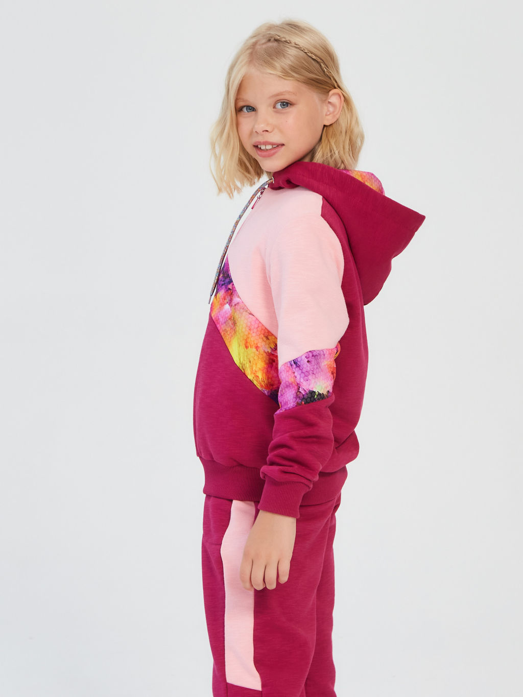 Спортивный костюм "Иллюзия",персик-бордо