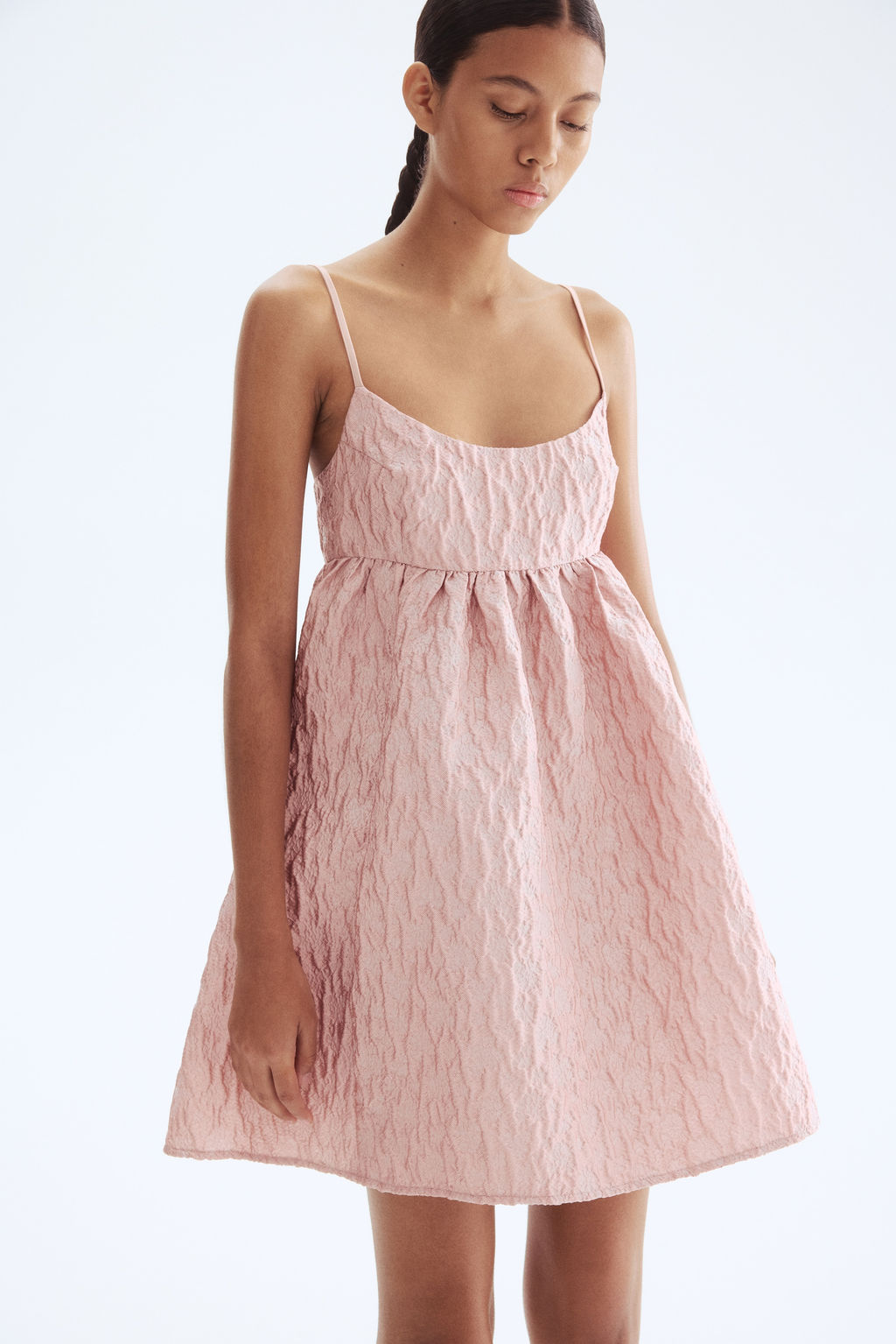 Vestido en tejido jacquard con tirantes espagueti - H&m фото 3