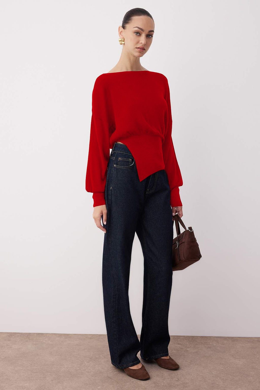 K?rm?z? Merserize Gorunumlu Kay?k Yaka Y?rtmac Detayl? Triko Kazak TWOAW26KZ00086 - Trendyolmilla фото 10