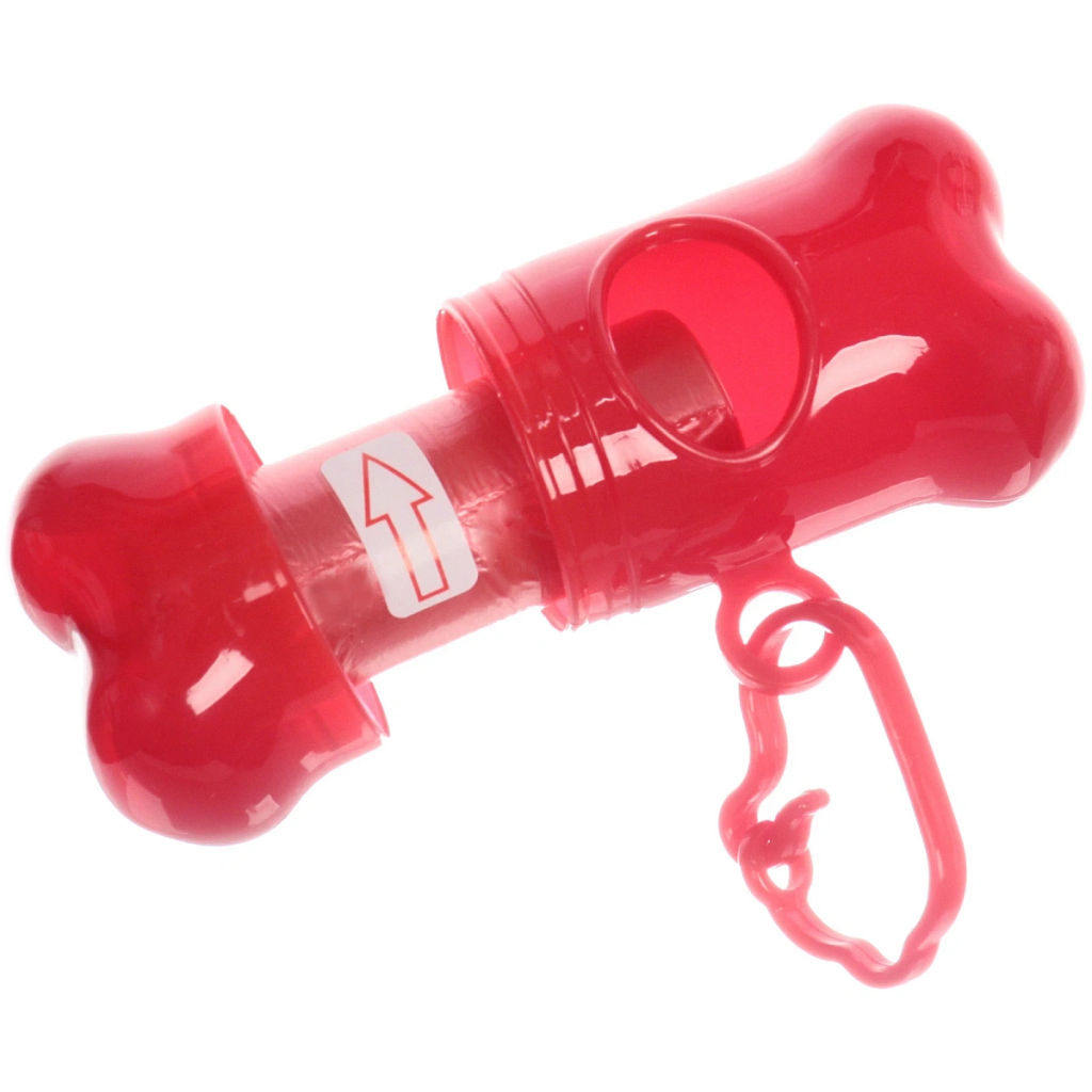 Цена за 6 шт. Контейнер с пакетами для уборки за собакой с карабином,цвет красный Ultramarine