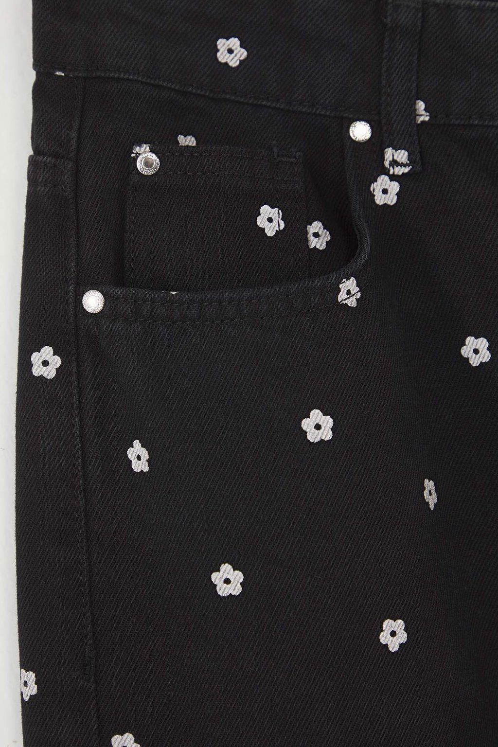 Teen Siyah Cicek Desenli Normal Bel Wide Leg Jeans TWOAW26JE00004 - Trendyolmilla фото 6