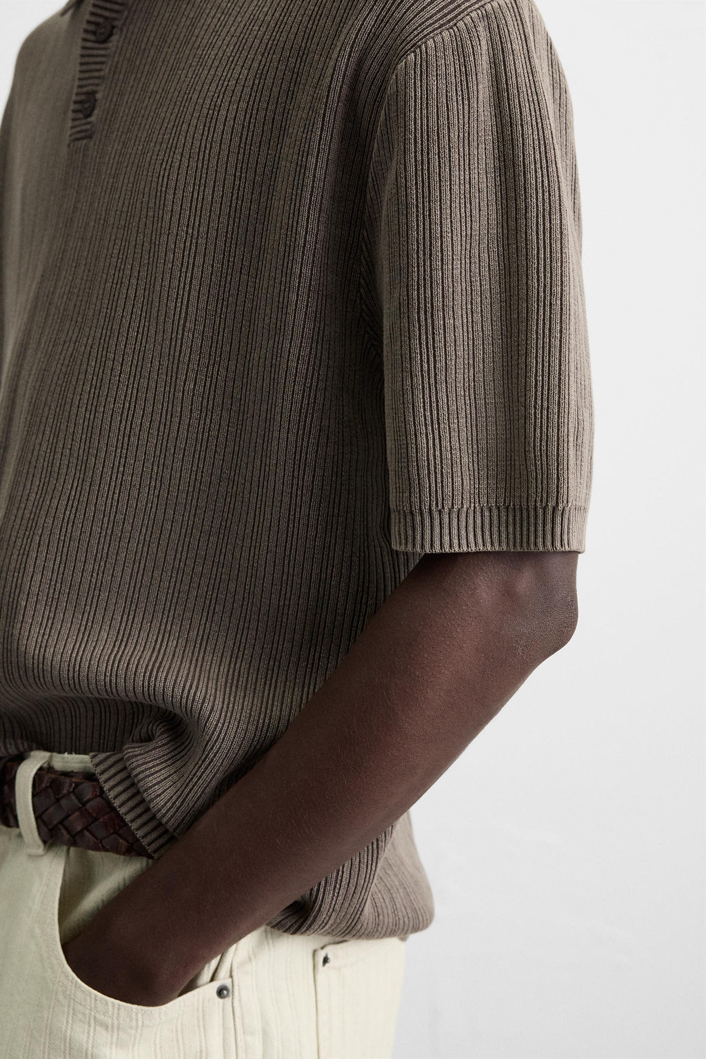 WASHED TEXTURED KNIT POLO SHIRT - Zara фото 5