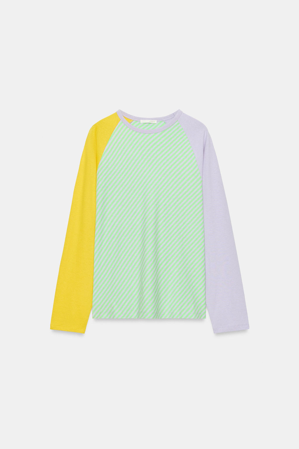 CAMISETA TRICOLOR ALGOD?N Y LINO / Verde claro - Zara фото 5